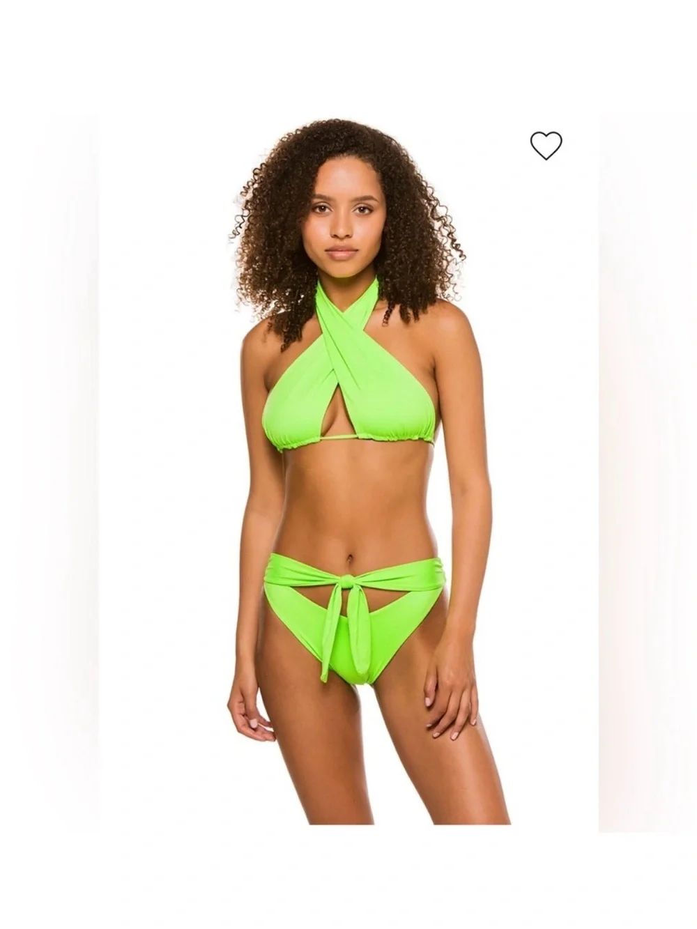 Frankie’s Bikinis Bash Set Lime Green Top XS Bottom S